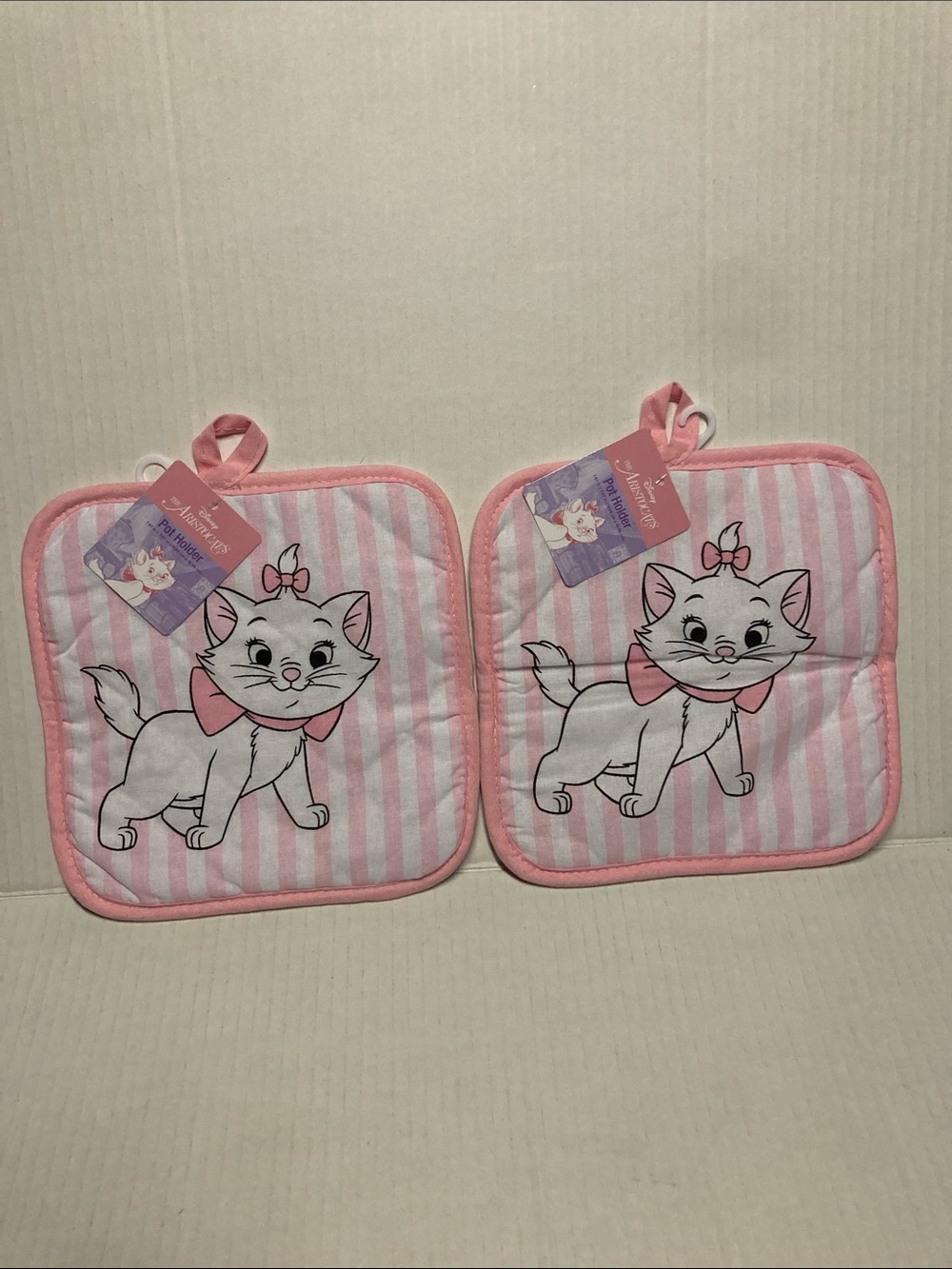 Disney Pink & White Marie Stripe Kitchen Potholders (Set of 2)